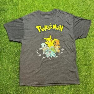 Classic Pokemon Classic Starters + Pikachu Vintage Graphic Tee